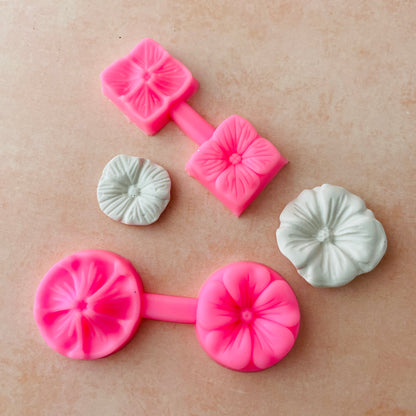 Round and Square Hydrangea Flower press mold | silicone polymer clay and food safe mold - Create Along 