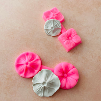 Round and Square Hydrangea Flower press mold | silicone polymer clay and food safe mold - Create Along 