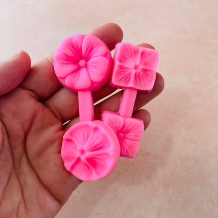 Round and Square Hydrangea Flower press mold | silicone polymer clay and food safe mold - Create Along 