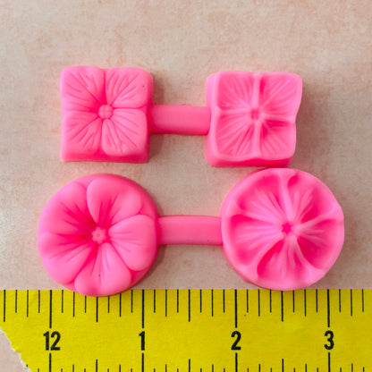 Round and Square Hydrangea Flower press mold | silicone polymer clay and food safe mold - Create Along 