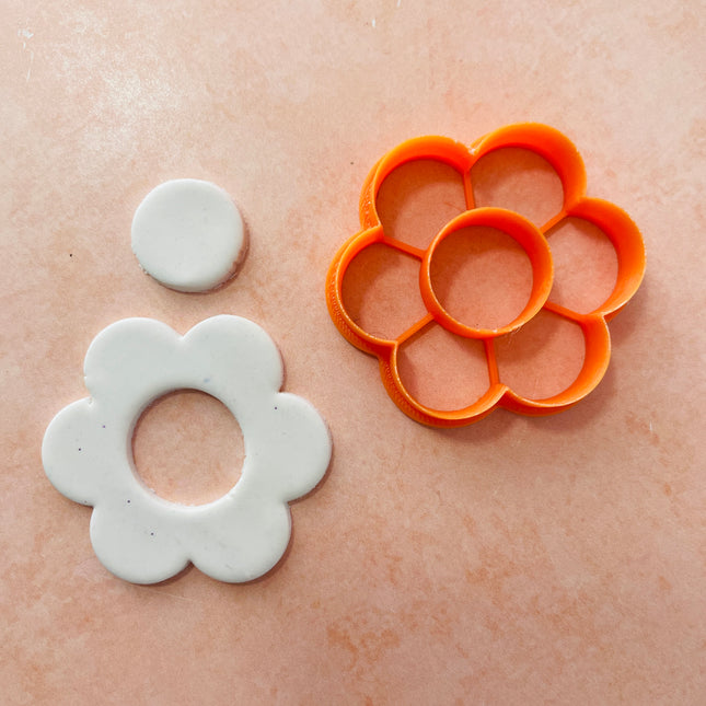 Cute Flower Donut STATEMENT earrings polymer clay cutter stud and dangle - Create Along 