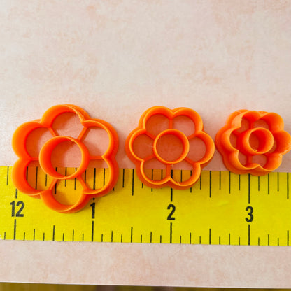 Cute Flower Donut earrings polymer clay cutter set of 3 stud and dangles - Create Along 