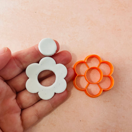 Cute Flower Donut STATEMENT earrings polymer clay cutter stud and dangle - Create Along 
