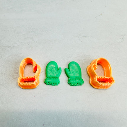 Mittens with Cuffs clay earring stud mini cutters set Christmas Winter - Create Along 