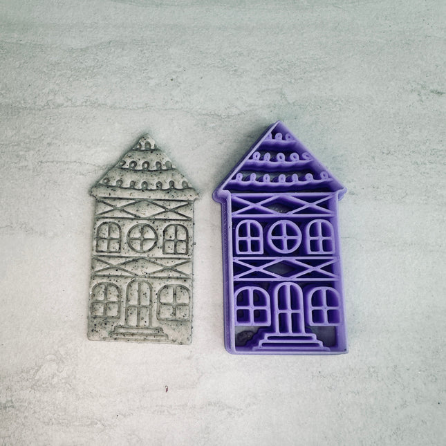 Home Sweet Home house mansion polymer clay cutter Tudor Christmas - Create Along 