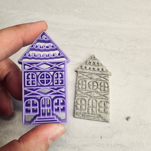 Home Sweet Home house mansion polymer clay cutter Tudor Christmas - Create Along 