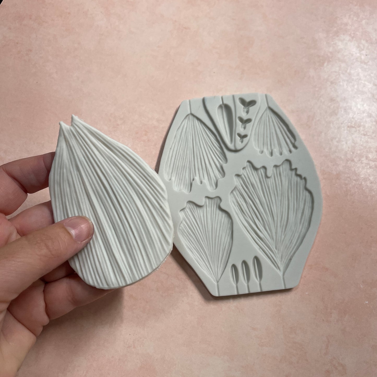 Double Sided Lily leaves and flower petal Polymer Clay press Mold