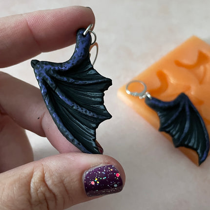 Dragon Bat Devil Wings silicone mold polymer clay UV resin earrings crafting - Create Along 
