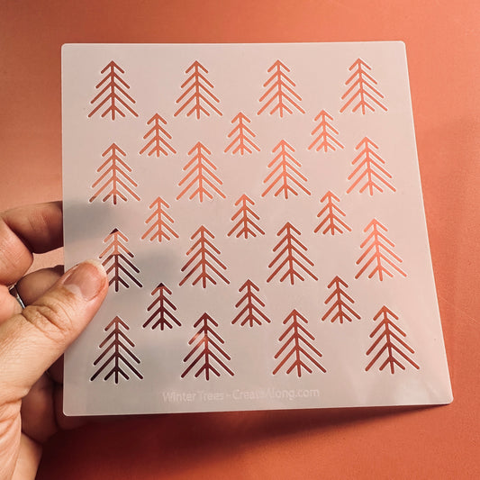 Winter Trees Minimalistic polymer clay crafting mylar stencil