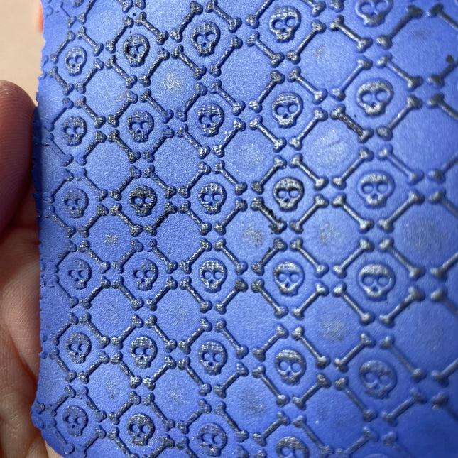 Skulls and Crossbones Halloween Texture Mat rubber Stamp for polymer clay paper Gelli plate and resin - Create Along 