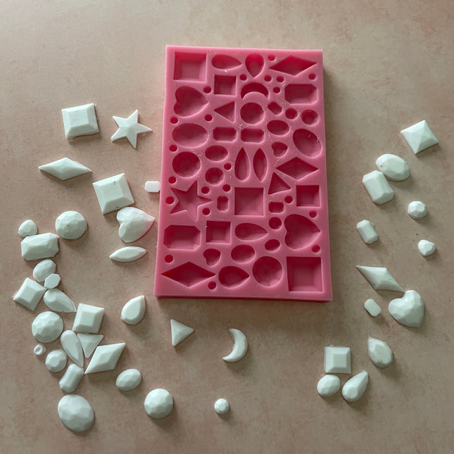 Bling Gems polymer clay resin mold multiple faceted crystal shapes - Create Along 