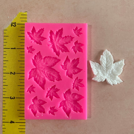 Polymer Clay Leaf Mold Maple Veined Leaves sculpt multiple slab fairy house door - Create Along 