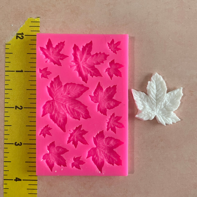Polymer Clay Leaf Mold Maple Veined Leaves sculpt multiple slab fairy house door - Create Along 