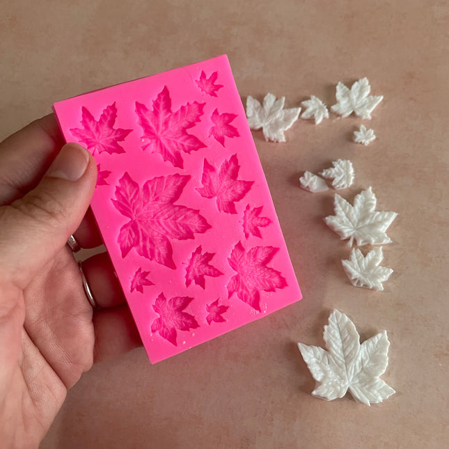 Polymer Clay Leaf Mold Maple Veined Leaves sculpt multiple slab fairy house door - Create Along 