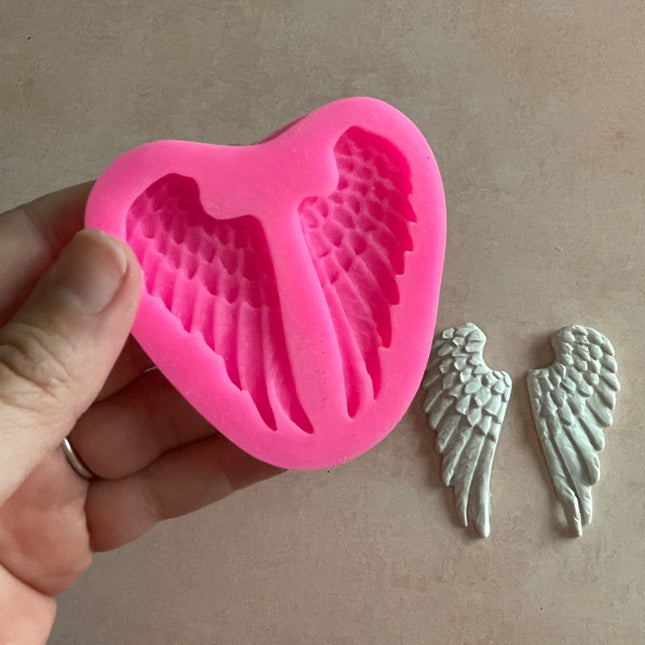 Large Angel (or Devil) Wings polymer clay resin silicone clay and food safe mold - Create Along 