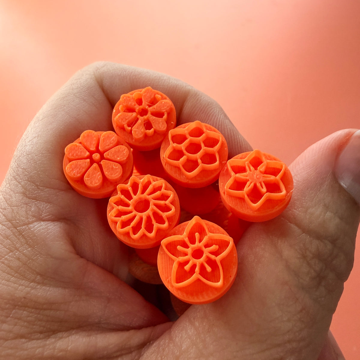 Texture Tips Flower Mini Stamps with Handles | Set of 6 | 15mm