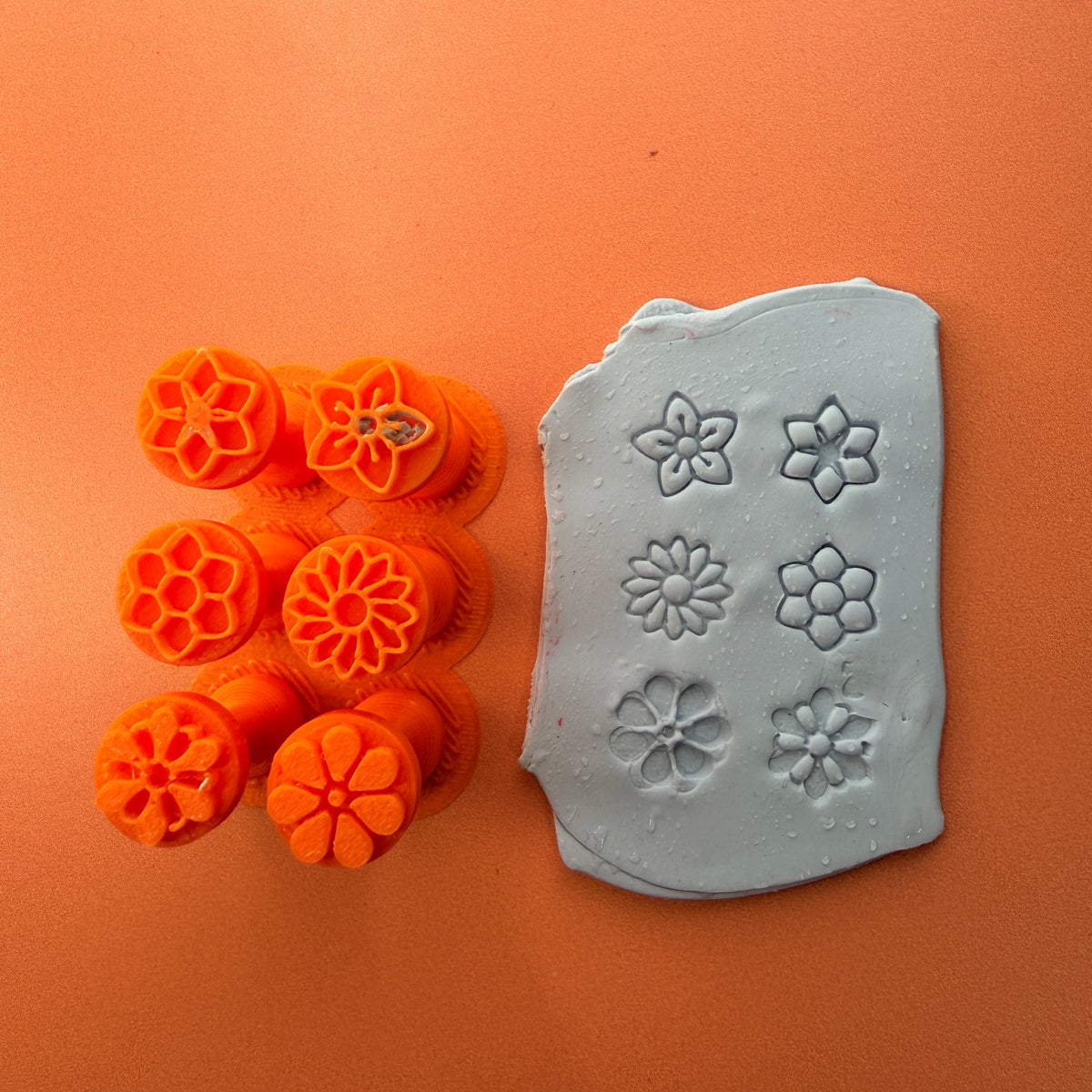Texture Tips Flower Mini Stamps with Handles | Set of 6 | 15mm