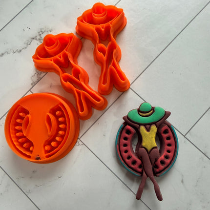 Lady on Watermelon Inner Tube Mirrored Stamp and Cutter Set