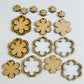 6 petal flower Rings 6 pairs Wood MDF Mixed media blanks Earring Components