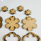 6 petal flower Rings 6 pairs Wood MDF Mixed media blanks Earring Components