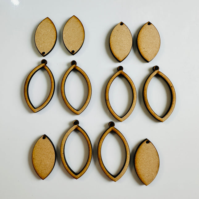 Football Ring 6 pairs Wood MDF Mixed media blanks Earring Components - Create Along 
