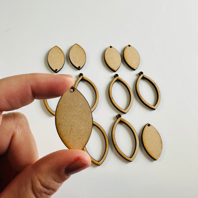 Football Ring 6 pairs Wood MDF Mixed media blanks Earring Components - Create Along 