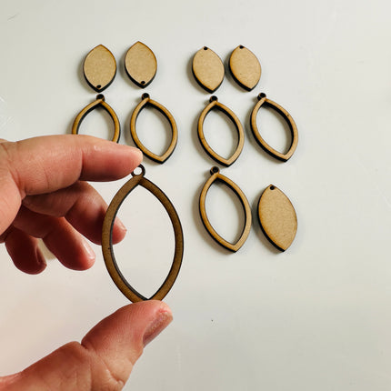Football Ring 6 pairs Wood MDF Mixed media blanks Earring Components - Create Along 