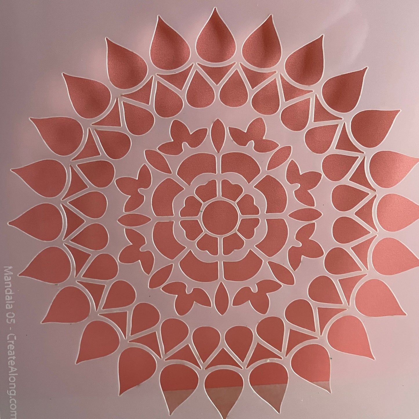 Mylar Mandala #05 floral stencil polymer clay trinket dish