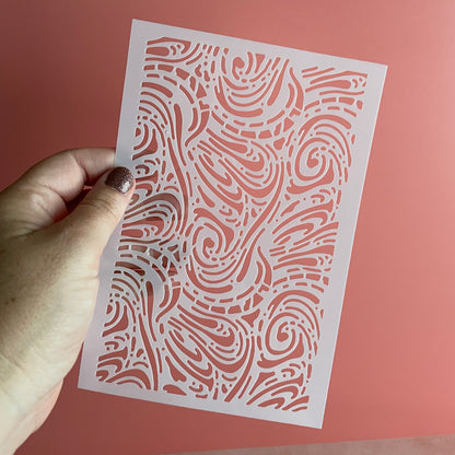 Fingerprint Swirling mylar stencil polymer clay texture