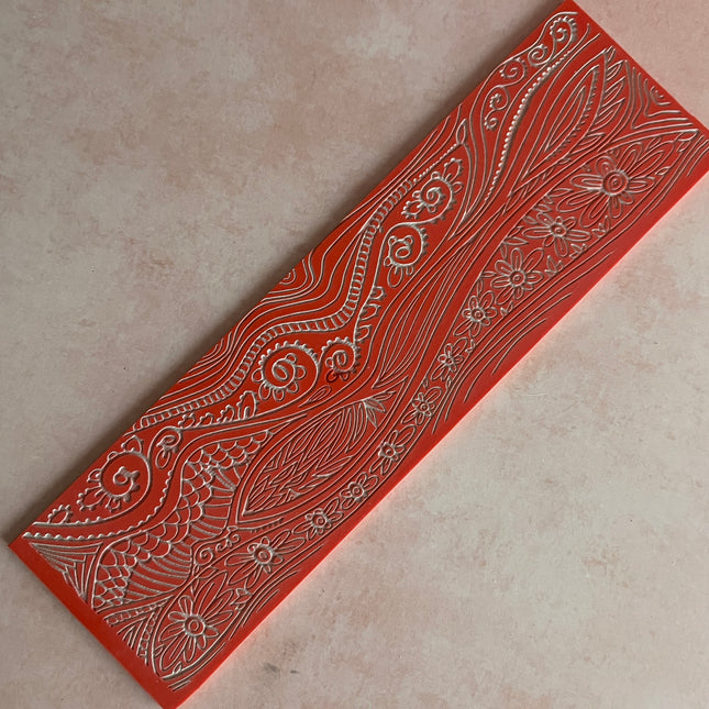 Tendrils Rubber Stamp 8 inch long bracelet style Organic Flowing Waves - Create Along 