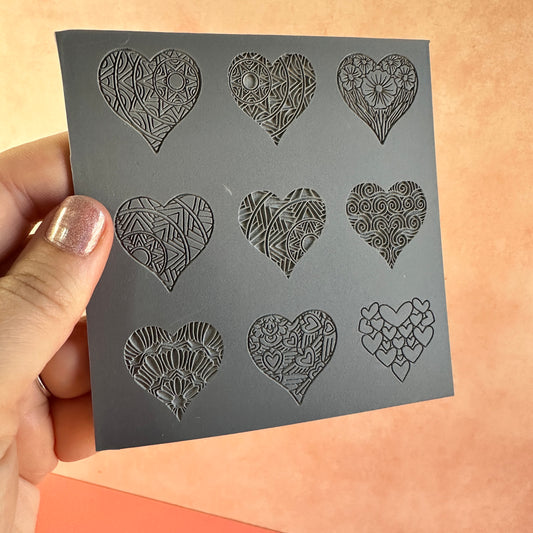 Hearts a Plenty Stamp and Cut polymer clay rubber texture sheet and cutter