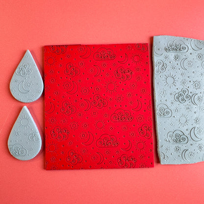 Bright Skies polymer clay rubber stamp texture sheet card making - Create Along 