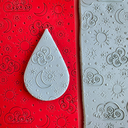 Bright Skies polymer clay rubber stamp texture sheet card making - Create Along 