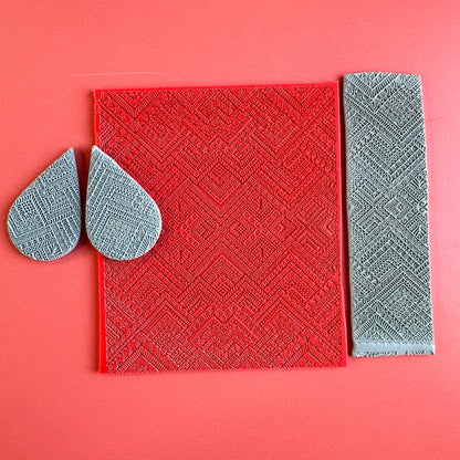 Funky Mountain Chevron polymer clay rubber stamp texture sheet card making - Create Along 