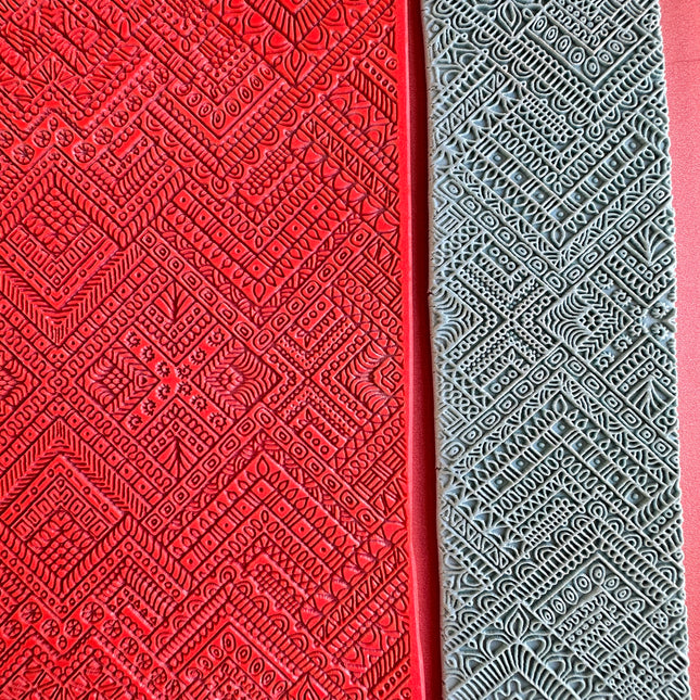 Funky Mountain Chevron polymer clay rubber stamp texture sheet card making - Create Along 
