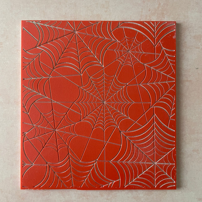 Spider Web Polymer Clay Rubber Stamp Texture Sheet Mat Halloween - Create Along 