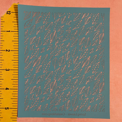 Spring Leaves polymer clay silk screen stencil - Create Along 