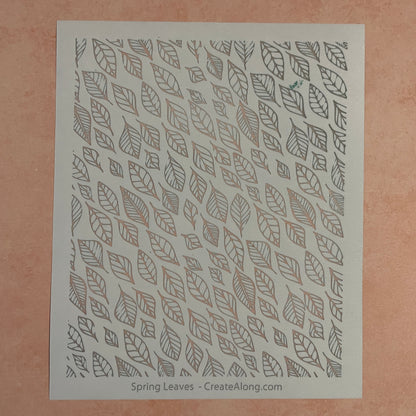 Spring Leaves polymer clay silk screen stencil - Create Along 