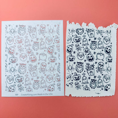 RIP Halloween polymer Clay Silkscreen tombstones owls pumpkins