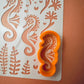 Fanta-Sea Stencil crafting mylar plastic 10mil seahorse and coral design