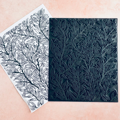 HERBS Rubber Stamp Ink Jumbo Texture Sheet for polymer clay gelli plate printing scrapbooking jewelry mixed media