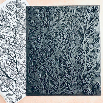 HERBS Rubber Stamp Ink Jumbo Texture Sheet for polymer clay gelli plate printing scrapbooking jewelry mixed media