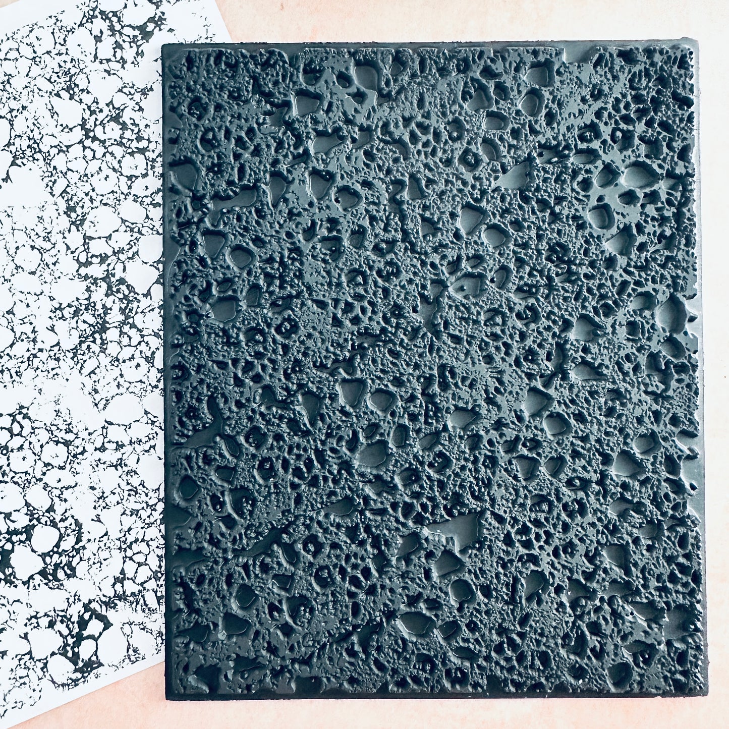 ROCK Rubber Stamp Ink Jumbo Texture Sheet for polymer clay gelli plate printing scrapbooking jewelry mixed media