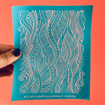Jelly Wave Tribal patterns polymer clay silkscreen stencil - Create Along 