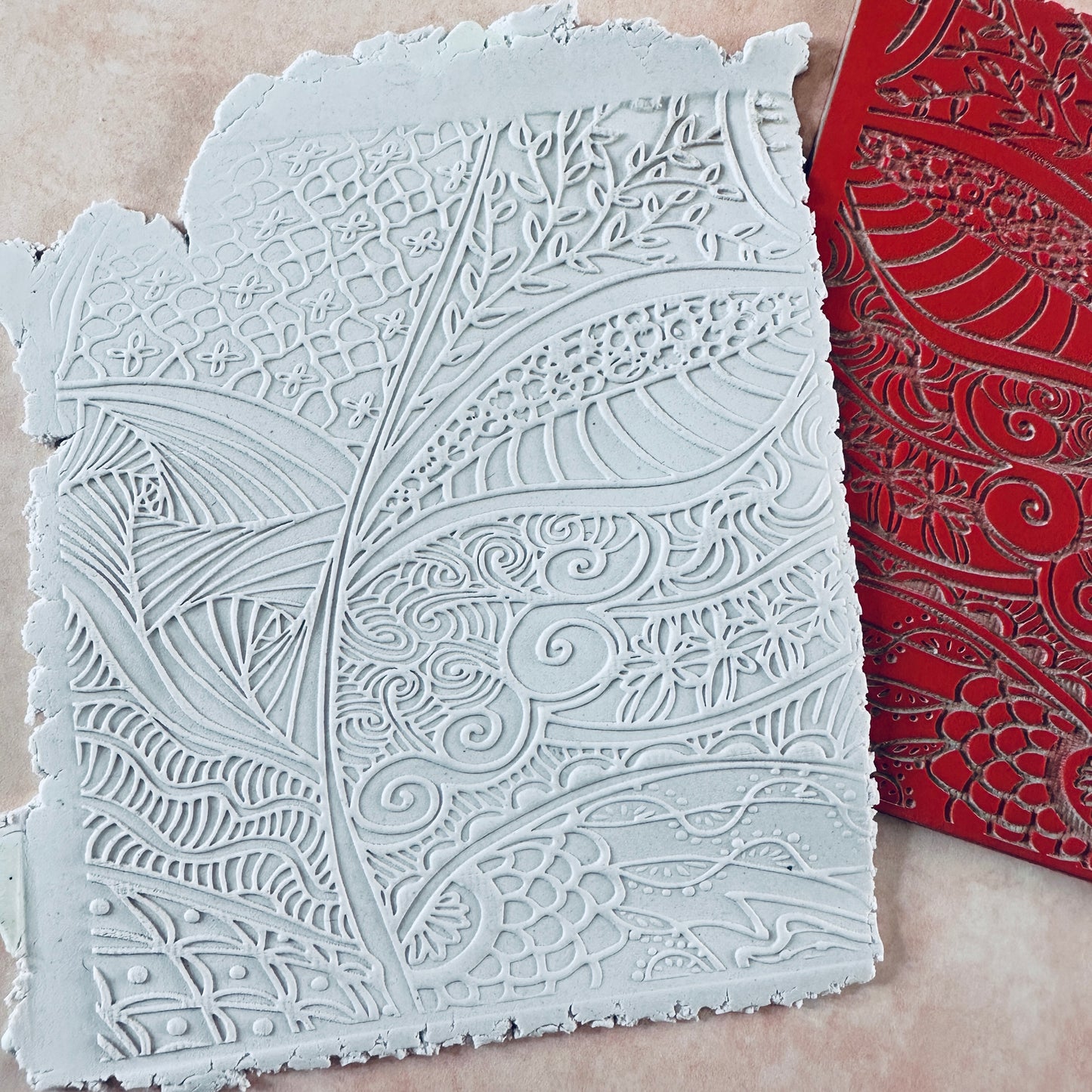 Zen Garden Texture Mat rubber Stamp for polymer clay paper Gelli plate and resin ZIA zentangle inspired