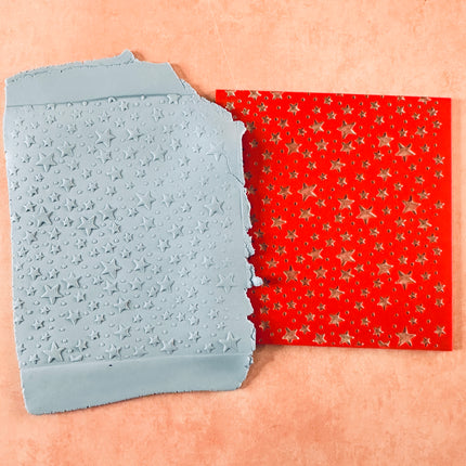 Starry Stars Celestial Rubber Stamp polymer clay Texture Sheet Mat Halloween - Create Along 