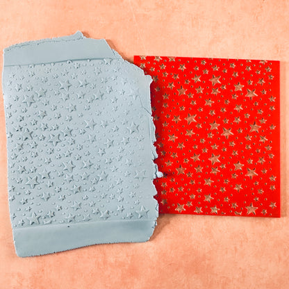 Starry Stars Celestial Rubber Stamp polymer clay Texture Sheet Mat Halloween - Create Along 