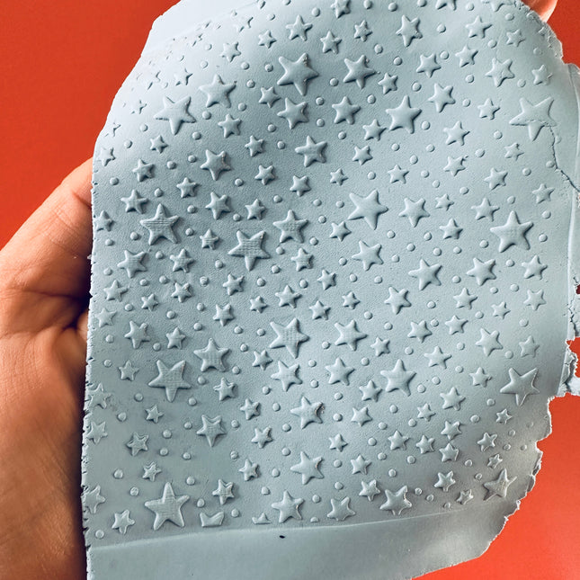 Starry Stars Celestial Rubber Stamp polymer clay Texture Sheet Mat Halloween - Create Along 