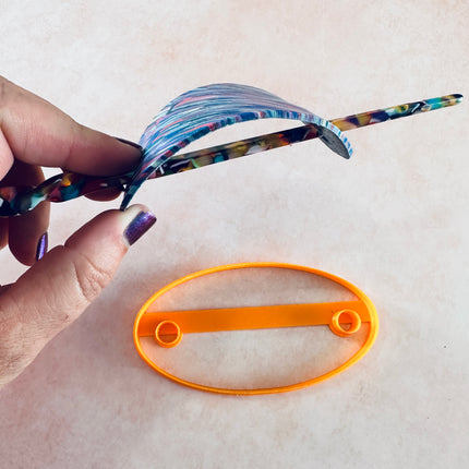 Clay Hair Slide bun cover Cutter Narrow Oval | polymer clay barrette - Create Along 