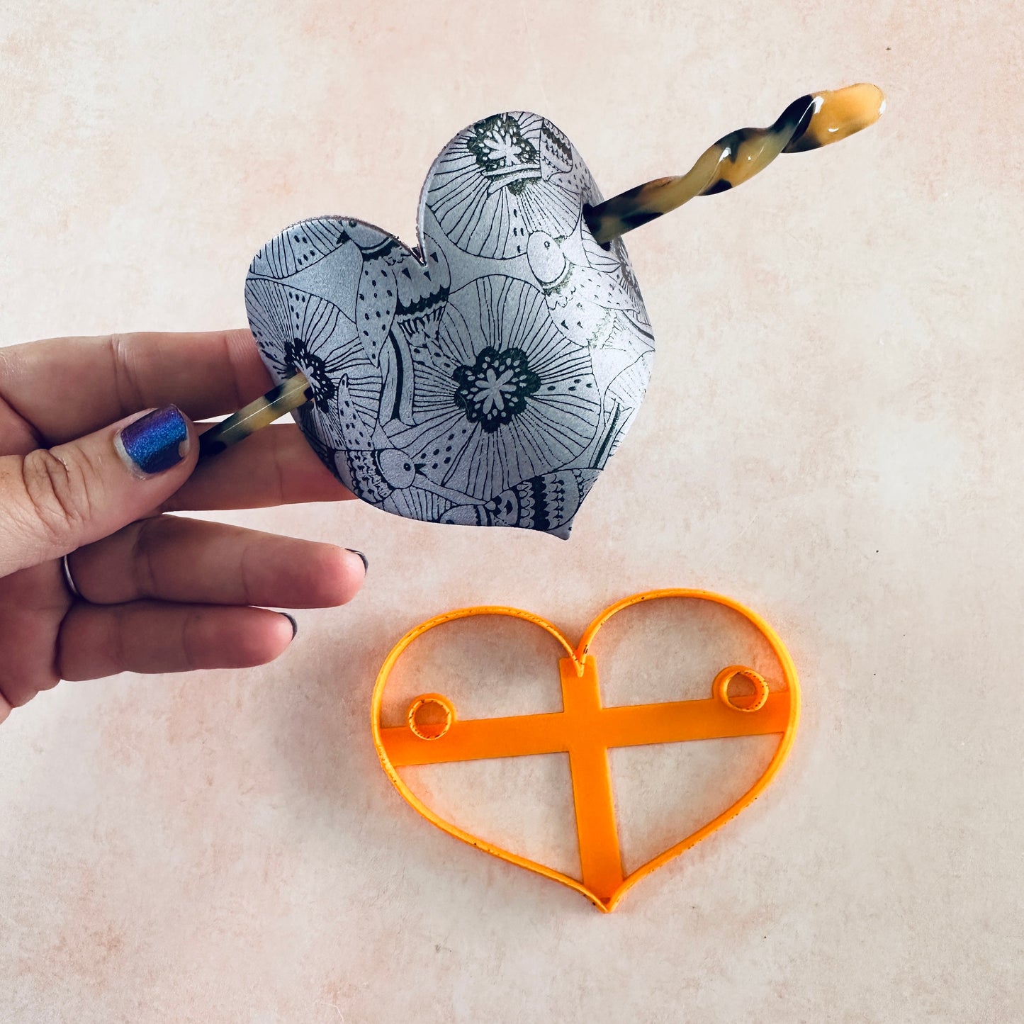 Clay Hair Slide bun cover Cutter Heart | polymer clay barrette